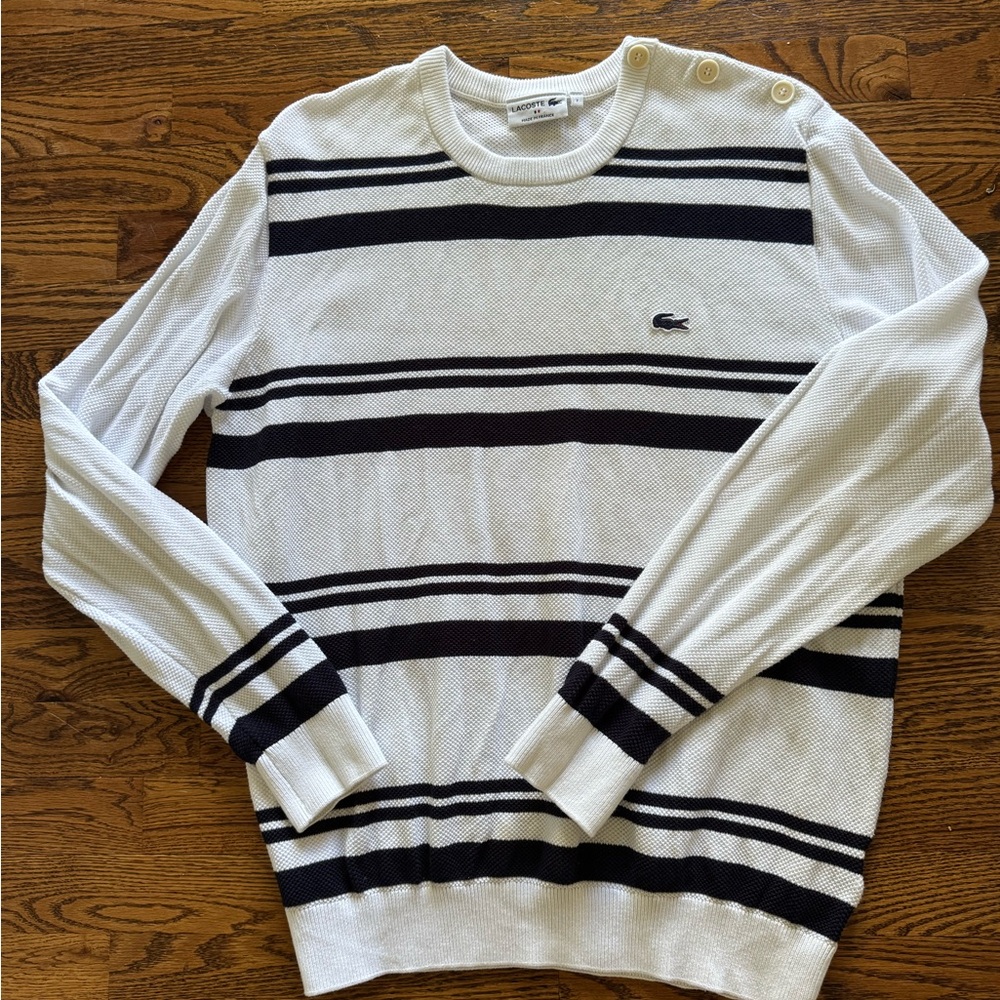 Lacoste Men's Crewneck Sweater in White and Black